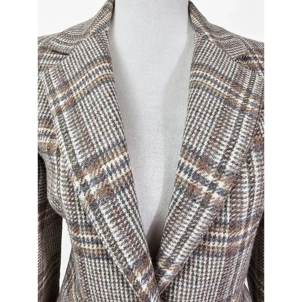 Jantzen Via Size 8 Vintage Plaid Wool/Wool Blend 70s Academia Blazer